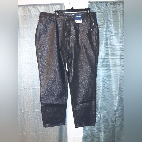 Old Navy Size 16 High-Waisted OG Black Shine Ankle Jeans NWT - Picture 1 of 4